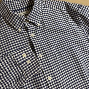 Jos A Bank Dress Shirt Mens Large Blue White Gingham Check Tailored Fit Preppy